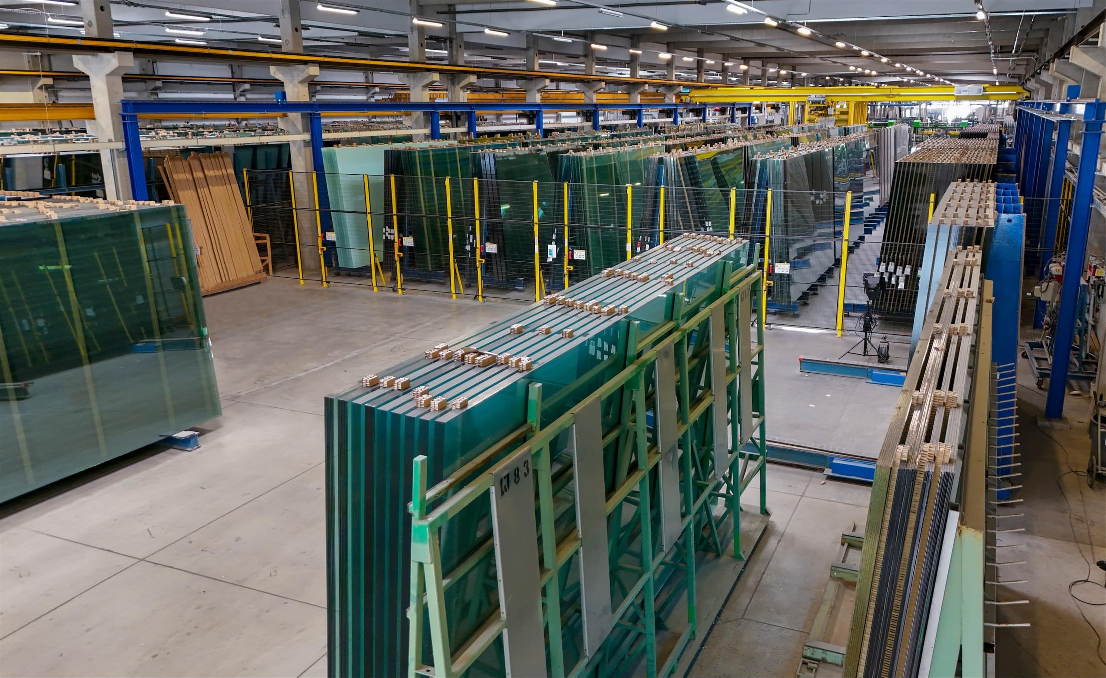 Glass in a factory building