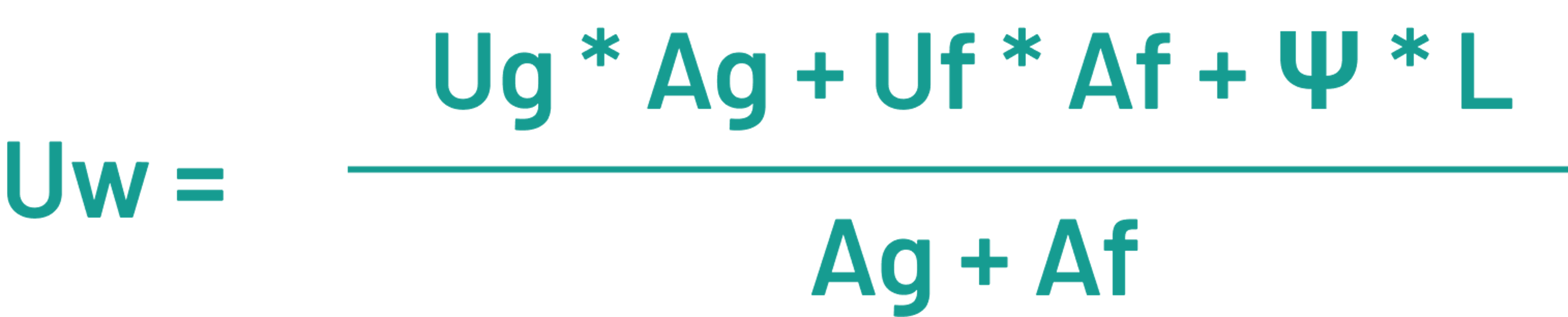 Uw = (Ug * Ag + Uf * Af + Ψ * L) / (Ag + Af)